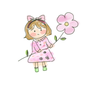 花を持った女の子のイラスト